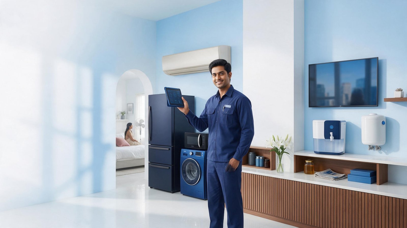 Home appliance repair and service for AC, fridge, washing machine, microwave, LED TV, RO and geyser in Bangalore